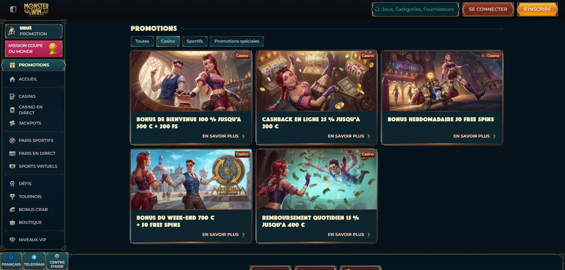 Bonus di benvenuto Monsterwin fino a &euro;500 &mdash; promozioni casin&ograve; Italy